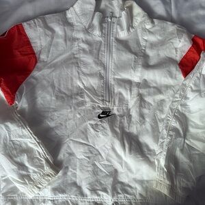 White and Red Nike Windbreaker Quarter Zip
